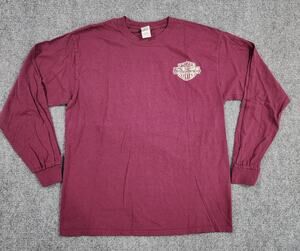 MOTORCYCLE TRIBUTE SHIRT Maroon Long Sleeve Unisex Size Large L Fan Art